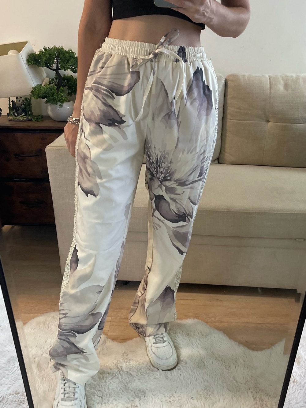 NWT boohooMAN Floral Wide Leg Side Stripe Pants Size 30US